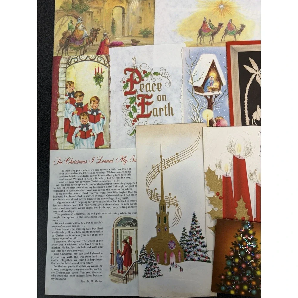 Vintage Retro Christmas Cards Fronts ONLY 1950s 1960s Scrapbooking Crafts 50+